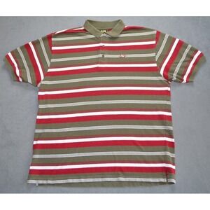 Drunken Monkey Men's Vintage Multi Color Striped Long‎ Sleeve Polo Shirt Size XL